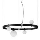 Oval Design Suspension in Black Aluminum with Spheres and Spotlights - Exodus Viadurini