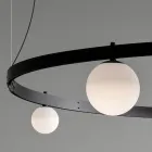 Round Design Suspension in Black Aluminum with Spheres and Spotlights - Exodus Viadurini