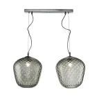 Two-Light Pendant Lamp with Linear Bar in Glass and Metal Made in Italy - Elisia Viadurini