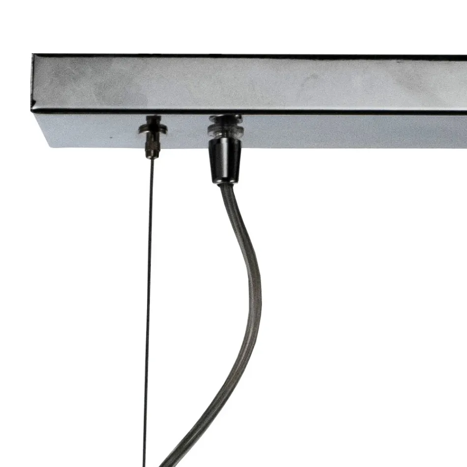 Two-Light Pendant Lamp with Linear Bar in Glass and Metal Made in Italy - Elisia Viadurini
