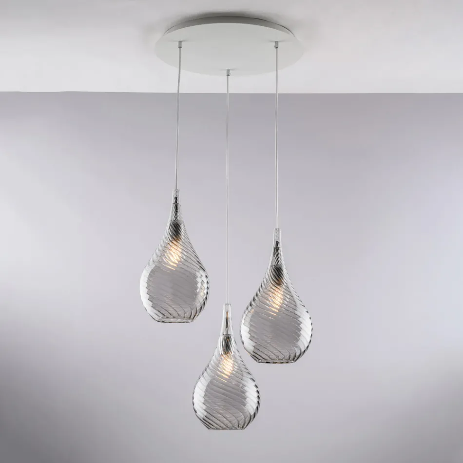 Iron Pendant Lamp with Pyrex Glass Made in Italy for Interior Decorating - Amazonia Viadurini