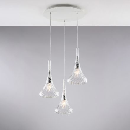 Iron Pendant Lamp with Pyrex Glass Made in Italy for Interior Decorating - Corinto Viadurini