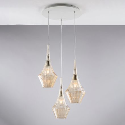 Iron Pendant Lamp with Pyrex Glass Made in Italy for Interior Decorating - Olimpo Viadurini