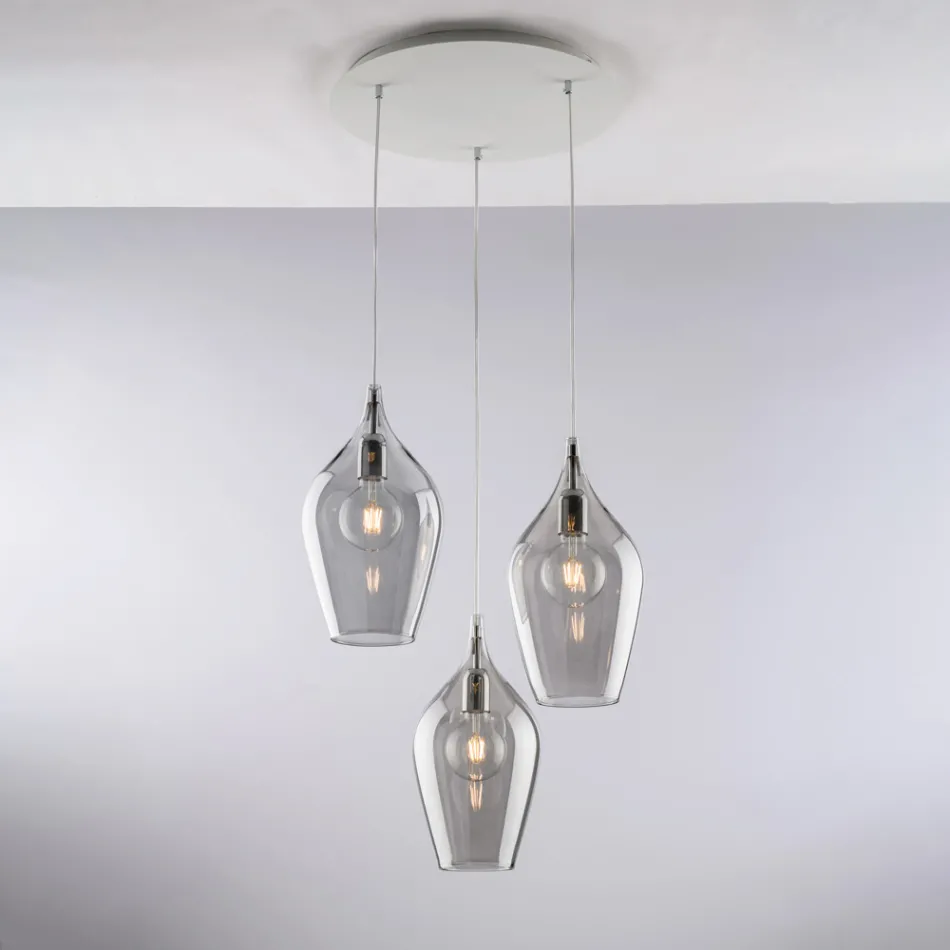 Iron Pendant Lamp with Pyrex Glass Made in Italy for Interior Decorating - Sparta Viadurini