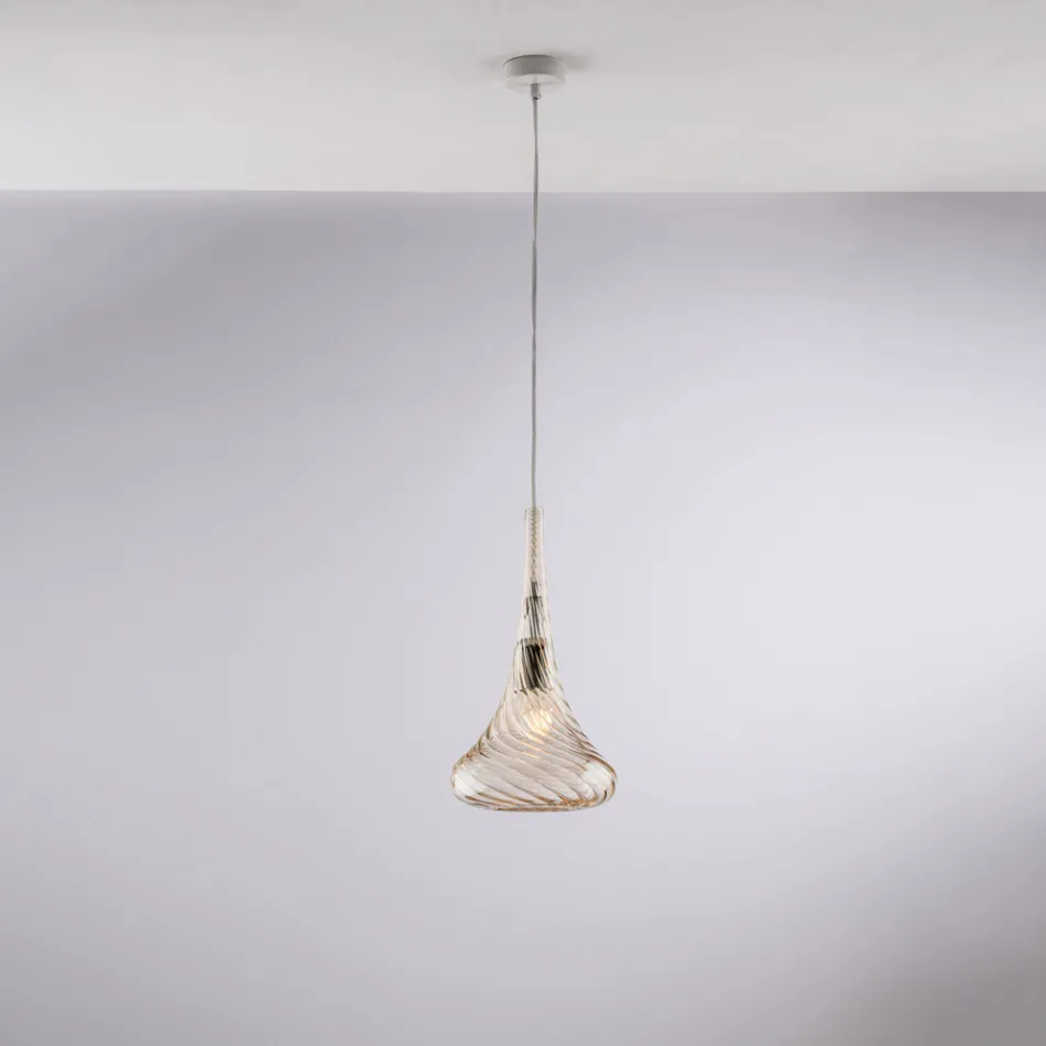 Iron Pendant Lamp with Pyrex Glass Made in Italy for Interior Decorating - Corinto Viadurini