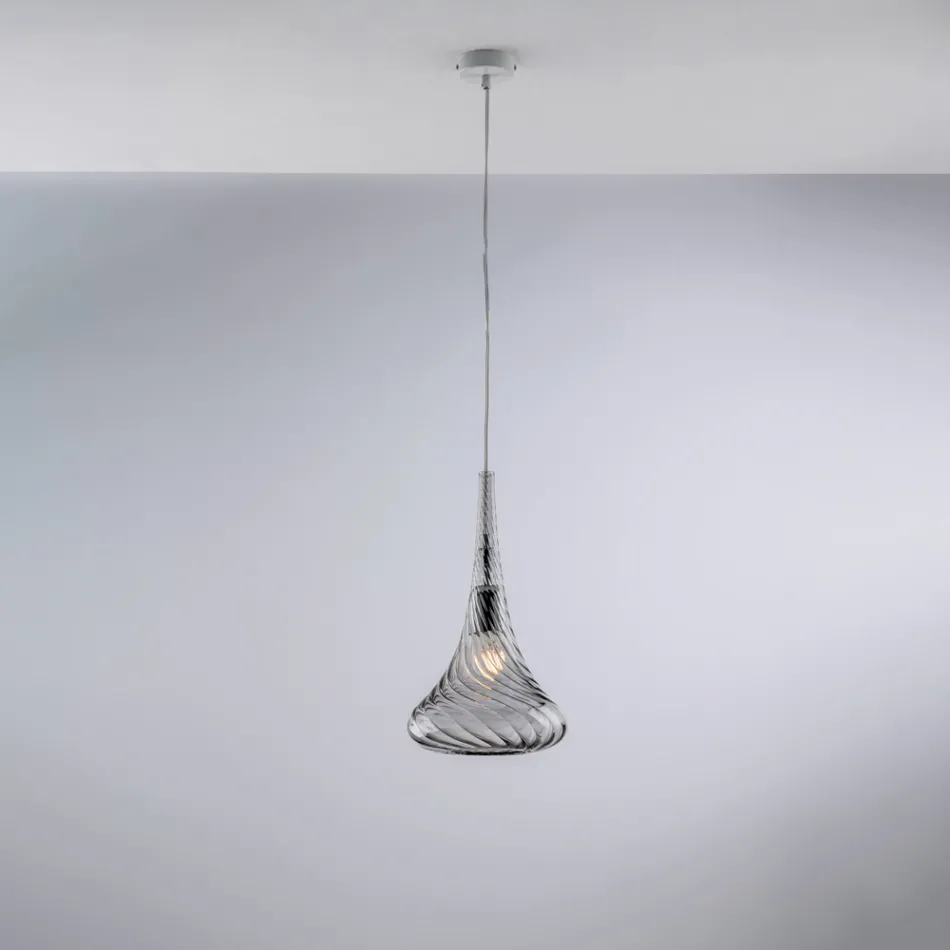 Iron Pendant Lamp with Pyrex Glass Made in Italy for Interior Decorating - Corinto Viadurini