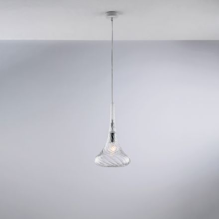 Iron Pendant Lamp with Pyrex Glass Made in Italy for Interior Decorating - Corinto Viadurini