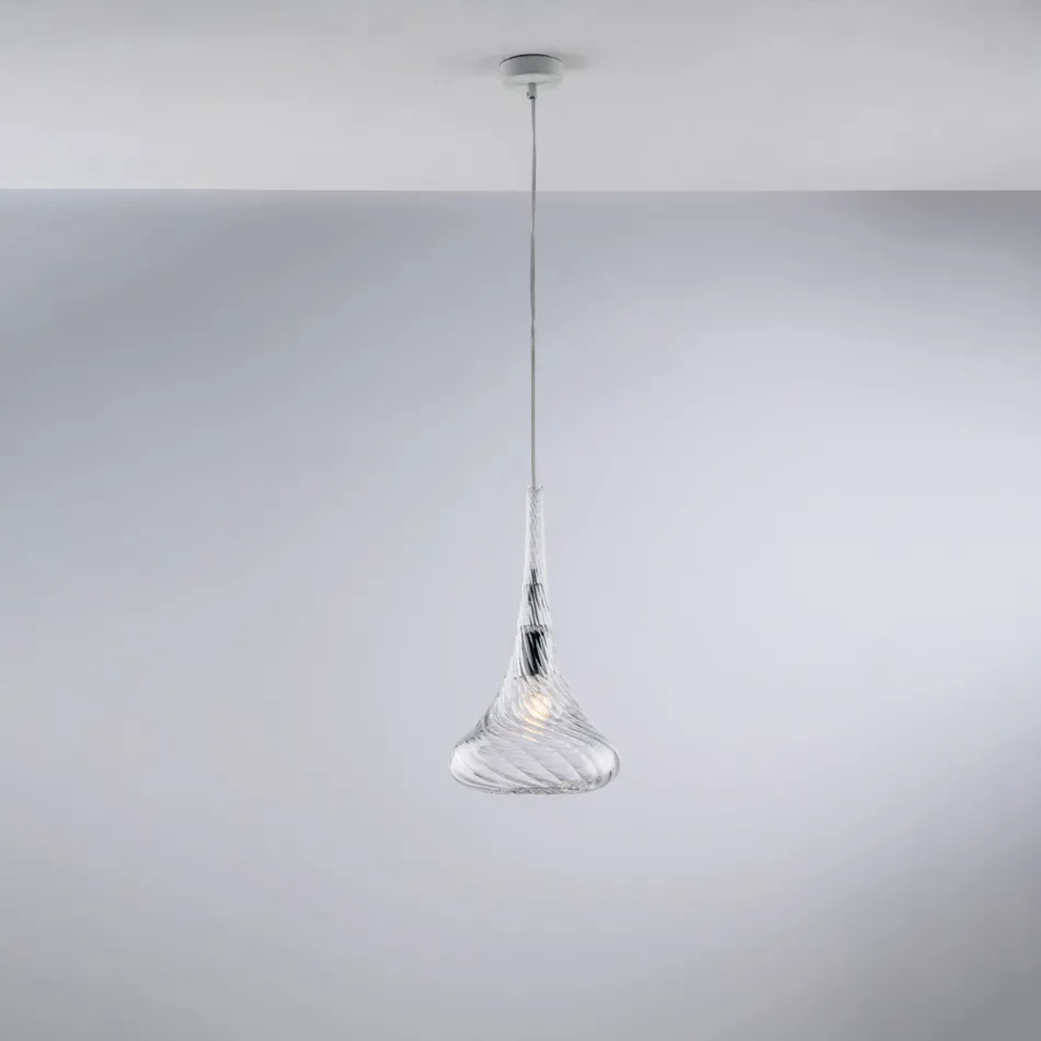 Iron Pendant Lamp with Pyrex Glass Made in Italy for Interior Decorating - Corinto Viadurini