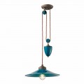 Suspension in ceramic and antique brass with pulley system Britney by Ferroluce