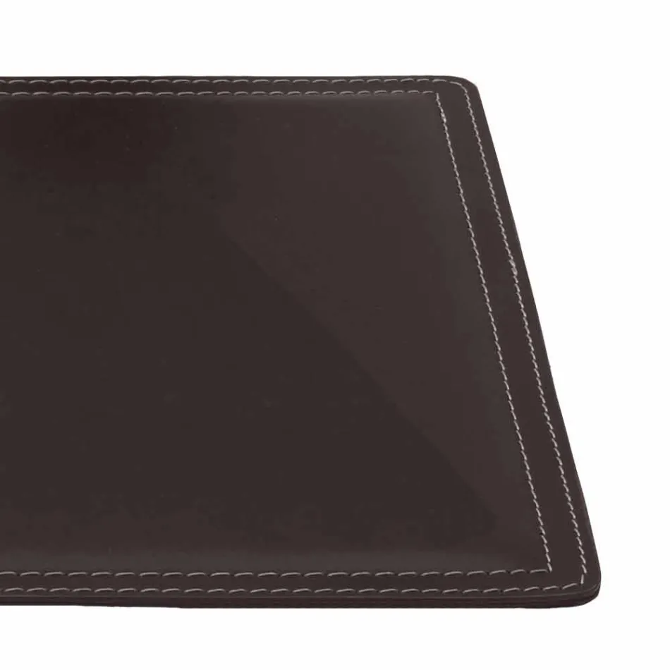 Regenerated Leather Desk Pad with Pen Stop Stitching Made in Italy - Ascanio Viadurini