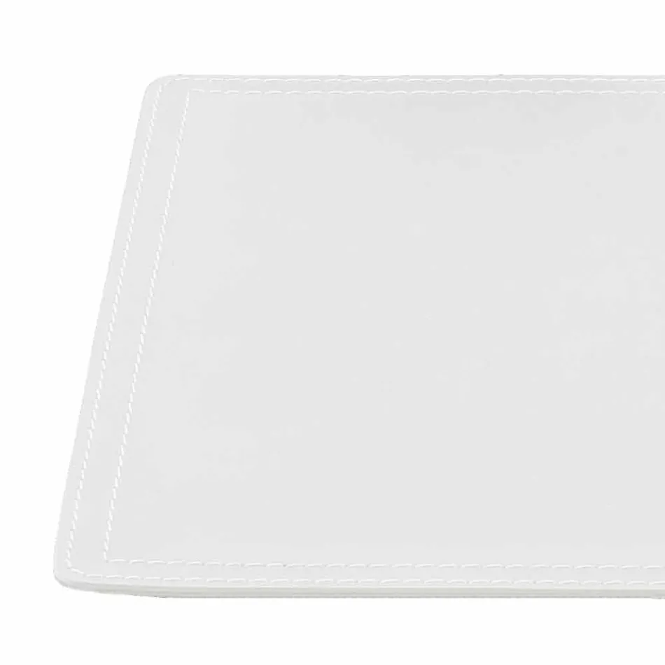 Regenerated Leather Desk Pad with Pen Stop Stitching Made in Italy - Ascanio Viadurini