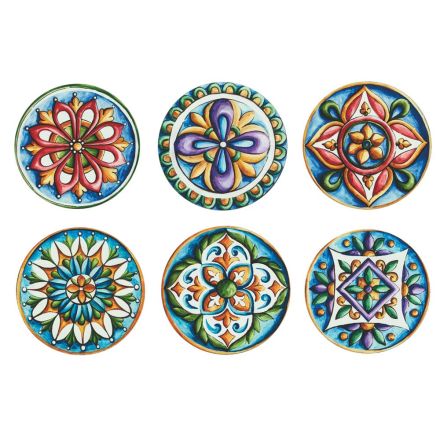 Round Plates in Colored Plastic with Majolica 12 Pieces - Maia Viadurini