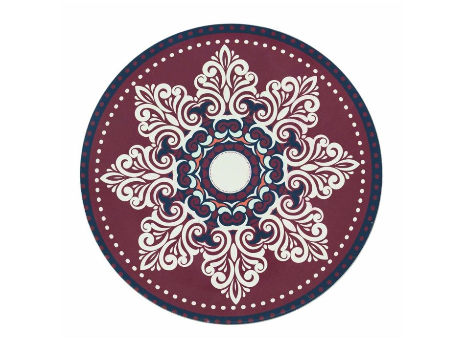 Round Plates in Colored Plastic with Persian Decorations 12 Pcs - Persia Viadurini