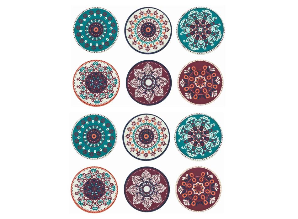 Round Plates in Colored Plastic with Persian Decorations 12 Pcs - Persia Viadurini