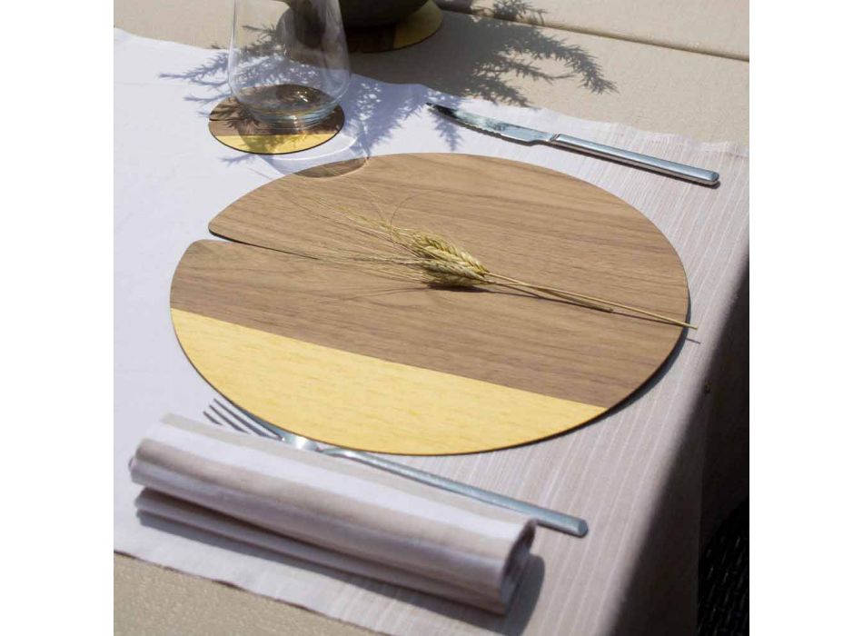 Round Modern Placemat in Real Natural Wood Made in Italy - Stan Viadurini