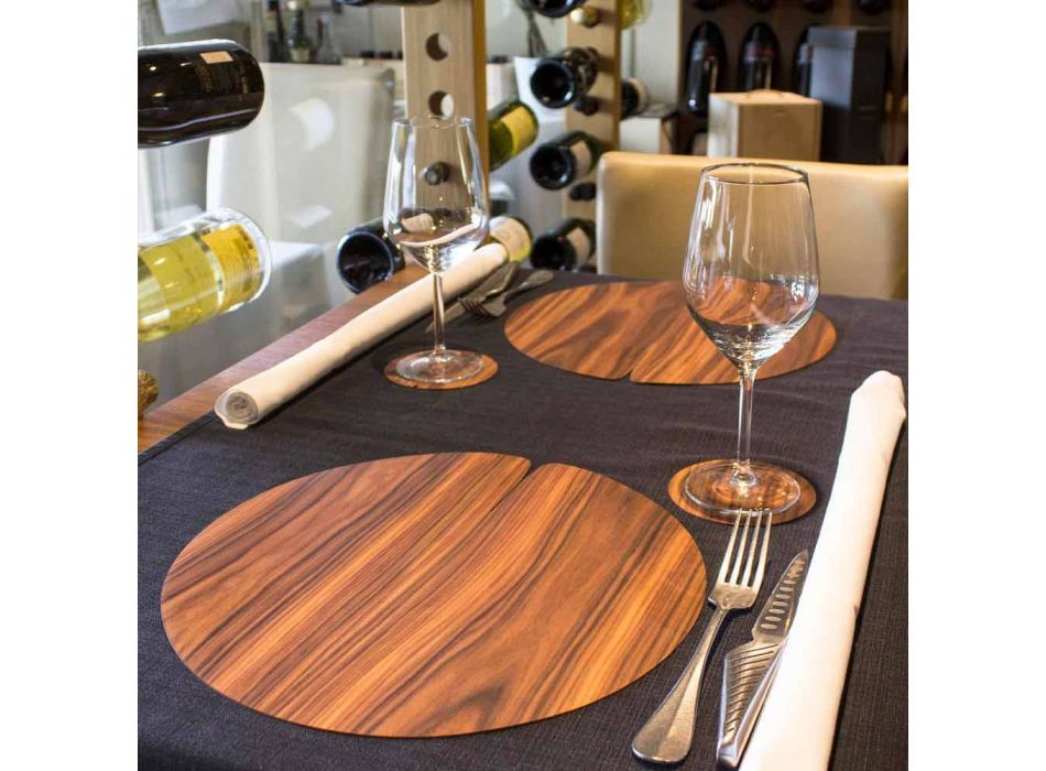 Round Modern Placemat in Real Natural Wood Made in Italy - Stan Viadurini