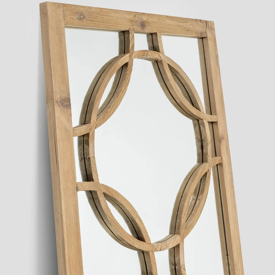 156x83 cm Mirror in Aged Natural Pine Wood - Agosta Viadurini