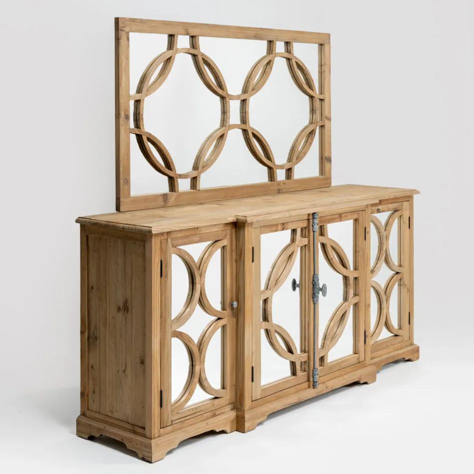 156x83 cm Mirror in Aged Natural Pine Wood - Agosta Viadurini