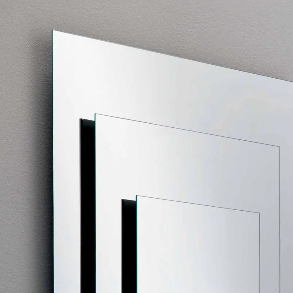Three-Layer Wall Mirror and Black Structure Italian Design - Plaudio Viadurini