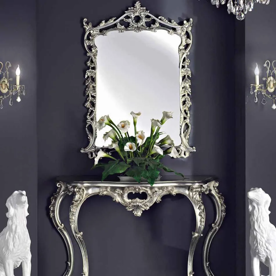 Wall mirror, wood console and handmade piano in Italy Giacomo Viadurini