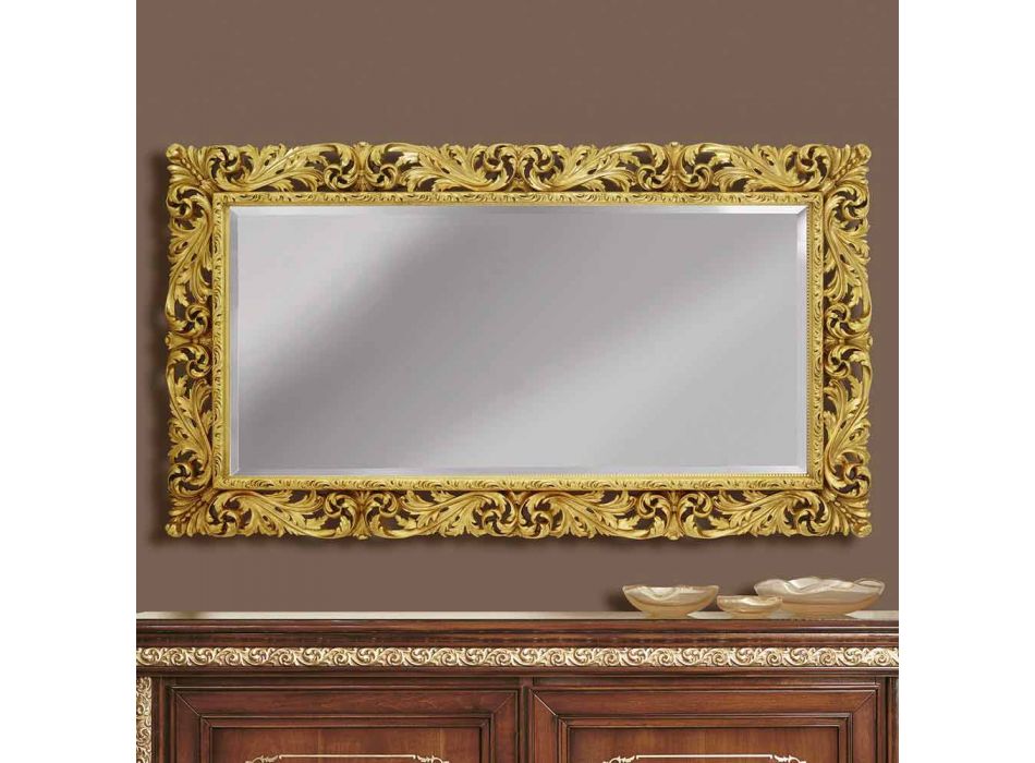 Wooden wall mirror with modern lines handmade in Italy Alex Viadurini