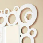 Modern Design White Square Wall Mirror with Wood Decorations - Bubble Viadurini