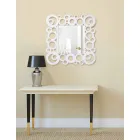 Modern Design White Square Wall Mirror with Wood Decorations - Bubble Viadurini
