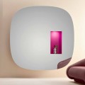 Wall Mirror with Led Light and Pink Compartment Luxury Design Made in Italy - Matrix
