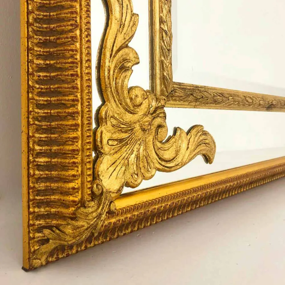 Rectangular wall mirror in wood, produced in Italy, Valentino Viadurini