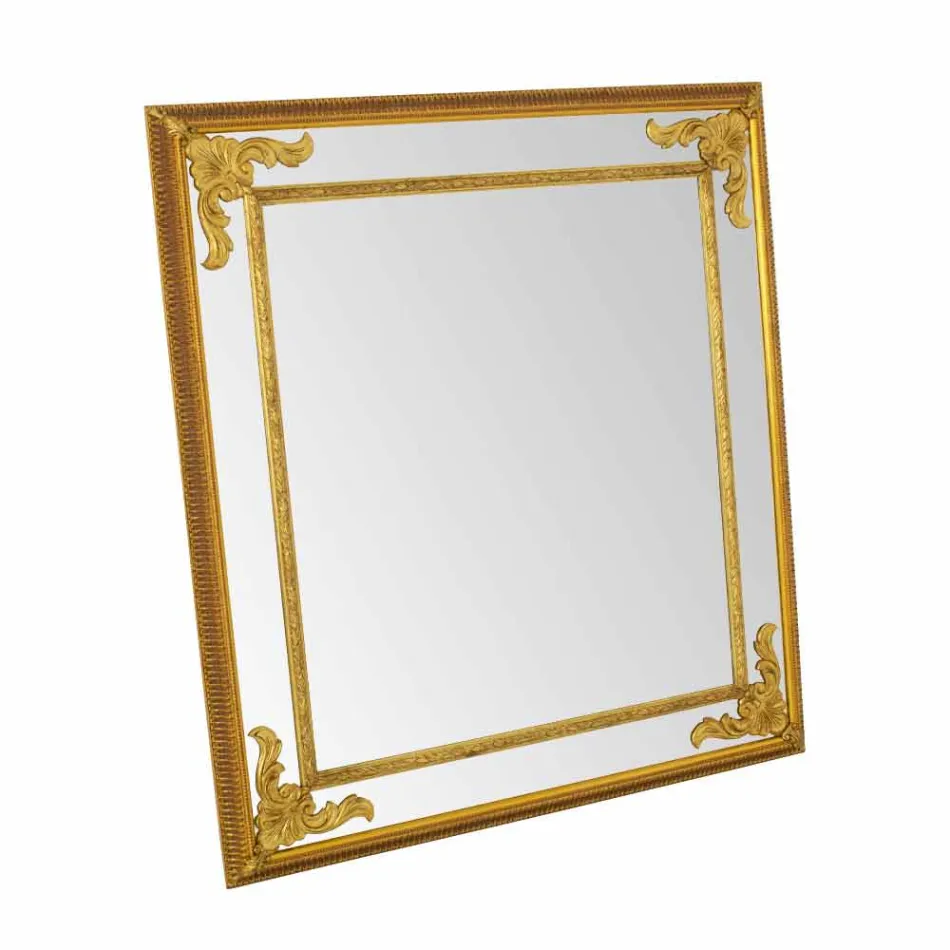 Rectangular wall mirror in wood, produced in Italy, Valentino Viadurini
