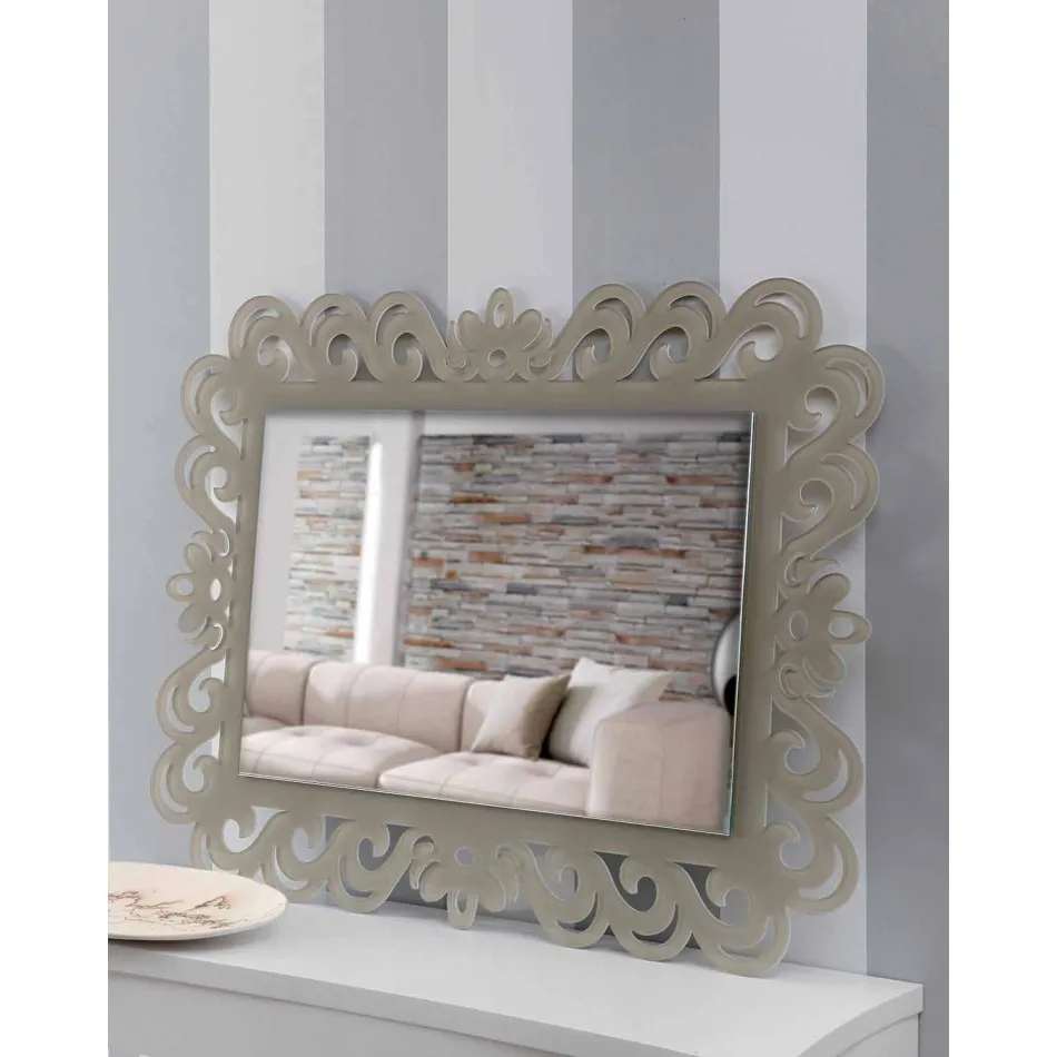 Modern Design Rectangular Wall Mirror in Tortora Plexiglass - Selly Viadurini