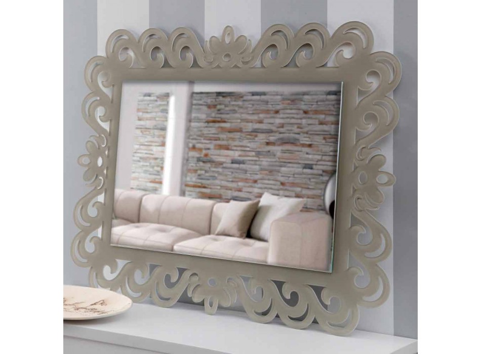 Modern Design Rectangular Wall Mirror in Tortora Plexiglass - Selly Viadurini