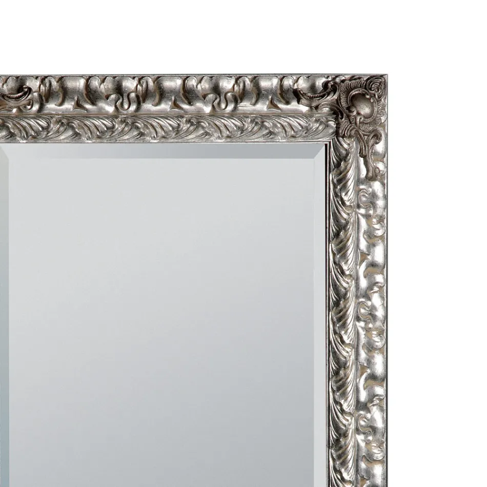 Mirror with Ground Mirror and Silver Leaf Frame Made in Italy - Roua Viadurini