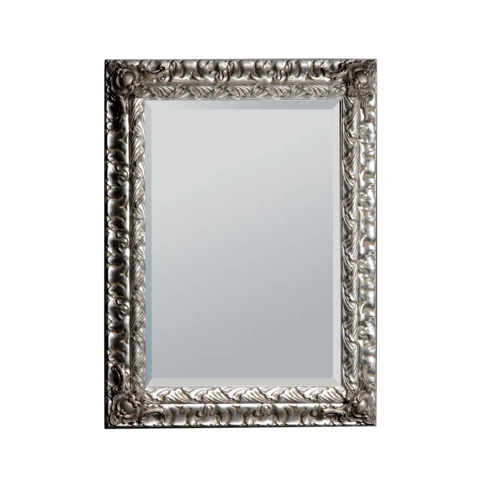 Mirror with Ground Mirror and Silver Leaf Frame Made in Italy - Roua Viadurini