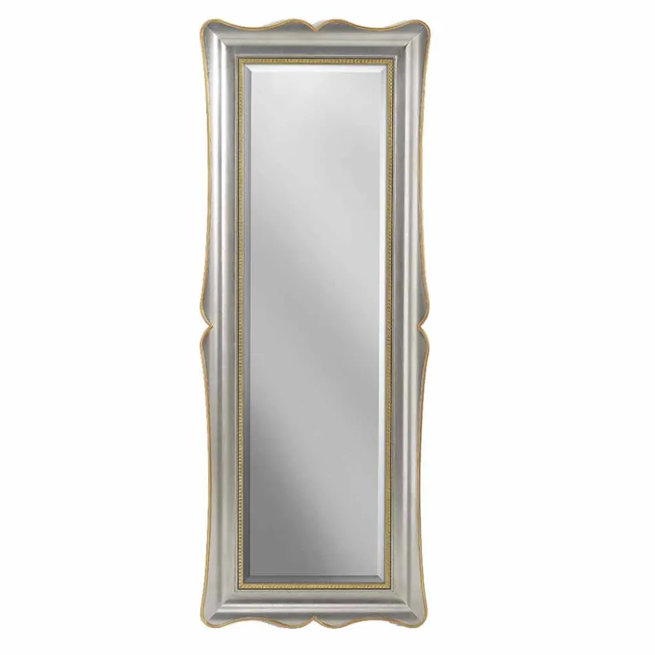 Silver, ivory and gold wood wall mirror made in Italy Vittorio Viadurini