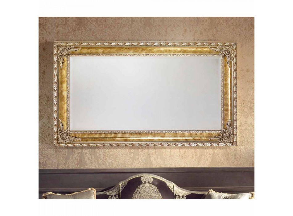 Umbrian modern wall mirror rectangular wood lines made Italy Viadurini