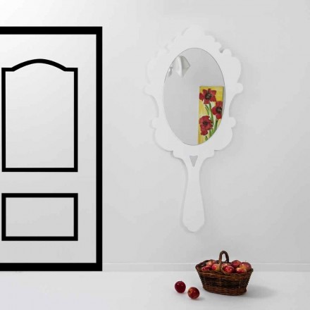 White wall mirror with decorated frame Snow made in Italy Viadurini