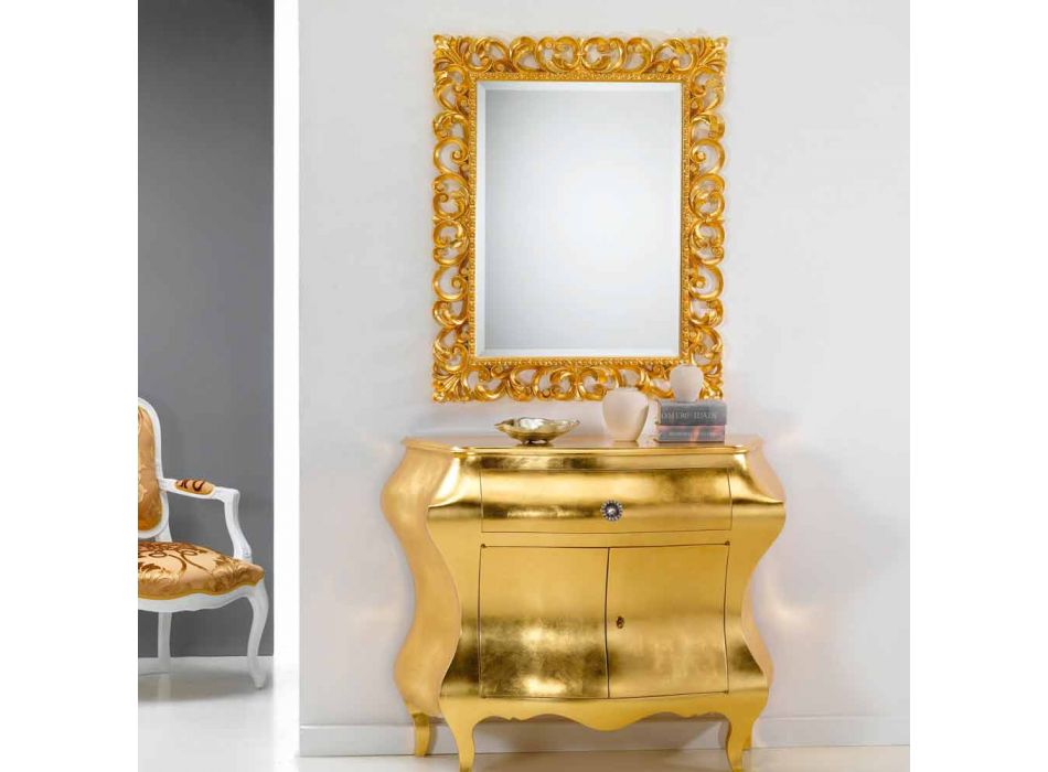 Classic design wall mirror with Paris gold leaf finish Viadurini