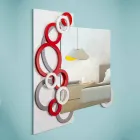 Modern Design Wall Mirror White Red Gray in Wood - Illusion Viadurini