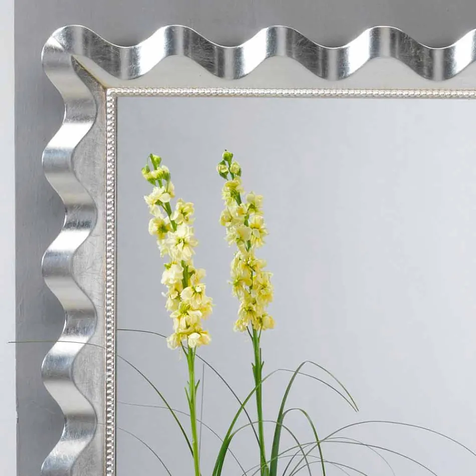 Modern design wall mirror decorated with Lane pearls Viadurini