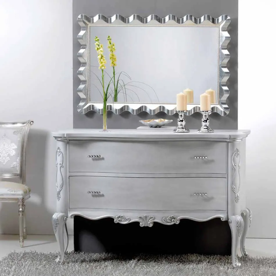Modern design wall mirror decorated with Lane pearls Viadurini