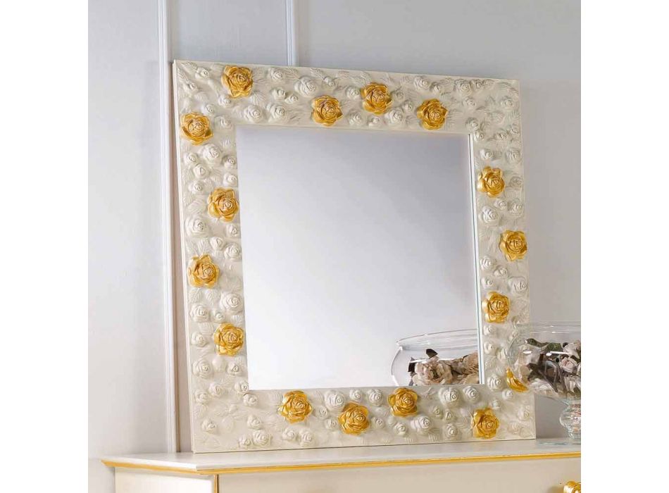 Design wall mirror decorated with Rose Flower Viadurini