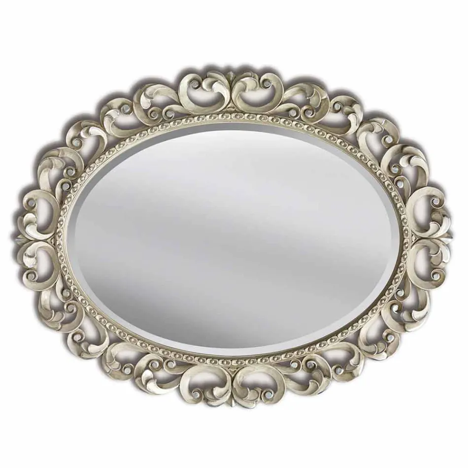 Modern handmade fir wood wall mirror made in Italy Dario Viadurini