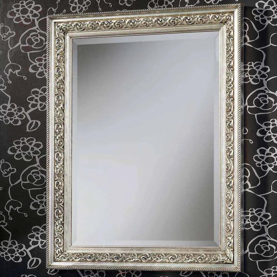 Modern wall mirror in wood handmade in Italy Piero Viadurini