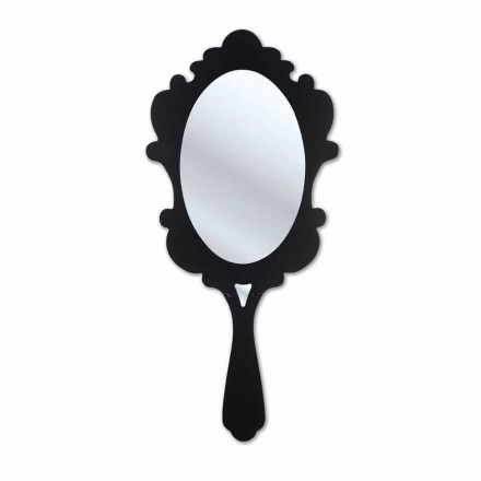 Black wall mirror with decorated frame Snow made in Italy Viadurini