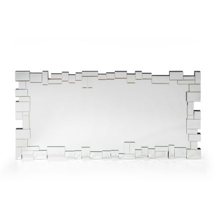 Rectangular Wall Mirror with Shaped Glass Frame - Norbo Viadurini