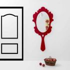 Red wall mirror with decorated frame Snow made in Italy Viadurini