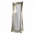 Ayous wood floor mirror with pedestal, produced in Italy, Jonni