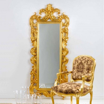 Classic design floor / wall mirror, Guerin gold leaf finish Viadurini