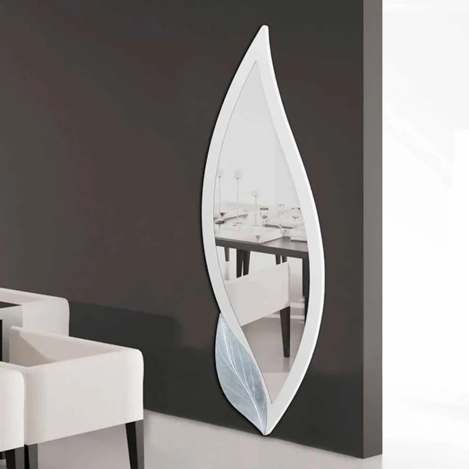 design mirror petal-shaped ivory and silver Ellen Viadurini